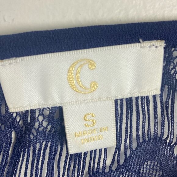 Charming Charlie Navy Blue Jumpsuit Lace Fringe Tie Waist Boho‎ Size S Bohemian - Picture 7 of 13